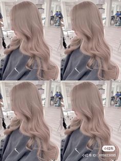 Marshmallow Hair Colour, Smoky Beige Hair Color, Beige Milk Tea Hair, White Milk Tea Hair Color, White Milk Tea Hair, Milk Tea Blonde Hair Color, Smoky Beige Hair, Milky Tea Hair Color, Icy Hair Color