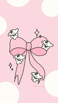 a pink bow with stars and clouds on it