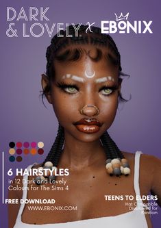 the cover of dark & lovely magazine featuring an image of a woman with makeup on her face