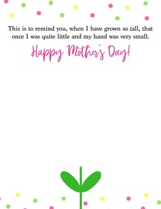 a mother's day card with a flower and polka dots on the back ground