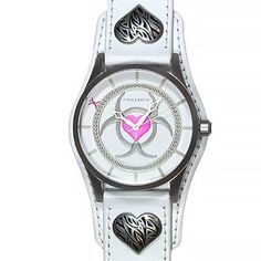 Toxic Love Watch - White Wristband - Controse Stainless steel case and leather cuff www.controse.com Skull Leggings, Stylish Boots, Stylish Watches, Leather Shoes Men, Leather Shoes Woman