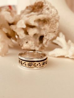 Excited to share the latest addition to my #etsy shop: Sun Moon Spinning Ring, Spinning Rings, Unique Bands, Sun Moon Stars, Ringe Gold, 925 Ring