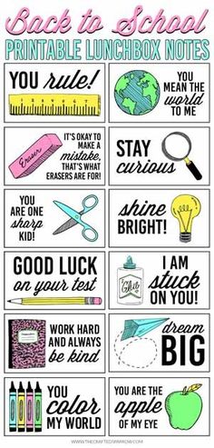 the back to school printable lunchbox notes