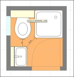 a bathroom with a toilet, sink and bathtub in the floor plan for an apartment