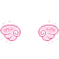 two pixelated images of the same person's head, one in pink and one in white