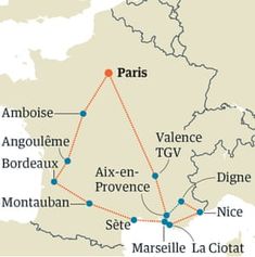 the route map for paris and its major cities