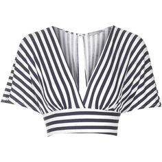 **Kimono Sleeve Crop Top by Love (177400 PYG) ❤ liked on Polyvore featuring tops, crop tops, crop, shirts, navy blue, tie crop top, navy crop top, stripe top, cropped shirts and love shirt Graphic Crop Tops, Flared Skater Skirt, Kimono Sleeve Top, Bandeau Tops, Crop Top Outfits, Cropped Tops, Stripe Top, Striped Crop Top