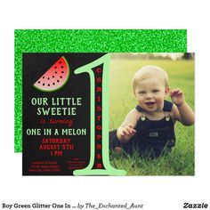 a birthday card for a little one in a melon 1st birthday with the number 1 on it