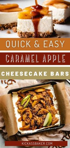 quick and easy caramel apple cheesecake bars are the perfect dessert to serve at any party