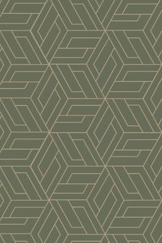 an art deco wallpaper pattern in green and beige with white lines on the side