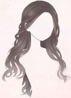 a drawing of a woman's hair with long, wavy brown hair and bangs