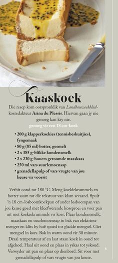 an advertisement with some food on it and the words kakskook written in german