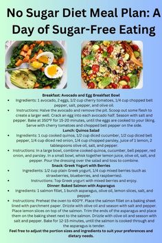 No Sugar Meals Clean Eating, No Sugar Meal Plan, No Sugar Meals, Sugar Free Meal Plan, Heart Healthy Diet Recipes, Delicious Healthy Meals