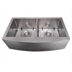 double bowl stainless steel kitchen sink with grid strainers