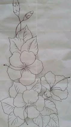 a drawing of flowers on a piece of paper