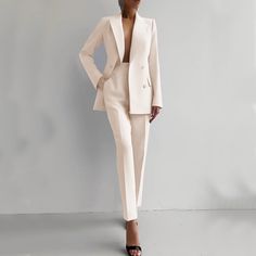 Double Breasted Women's Suit Customizable 2 Piece Set Lapel Collar Chic and Elegant Woman Pants Set Woman Pants, Chic And Elegant, 2 Piece Set, Lapel Collar, New Set, Elegant Woman, Suits For Women, Double Breasted, 2 Piece