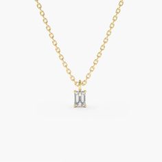 Emerald Cut Diamond Solitaire  	Made to Order.	Gold KT: 14K	Choice of Gold Color: Rose Gold, Yellow Gold, White Gold	Gem Stone: Genuine White Diamond	Diamond-Cut: Emerald	Number of Stones: 1	Stone Size an  Total Ctw: 3.25 x 2.25MM (0.12ctw)	Stone Size an  Total Ctw: 4 x 3 MM (0.23ctw)	Diamond Color-Clarity: G Color SI Clarity	Setting Type: 4 Prong Shipping Time 10-12 Working Days Gold Emerald Necklace, 2023 Wishlist, Diamond Solitaire Ring, Diamond Bar, Emerald Cut Diamond, Emerald Necklace, Necklace Ideas, Tennis Bracelet Diamond, Diamond Solitaire Rings