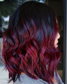 Black And Burgundy Hair, Burgundy Red Hair, New Hair Color Trends, Wine Hair Color, Dark Red Hair Color, Maroon Hair, Red Ombre Hair, Wine Hair