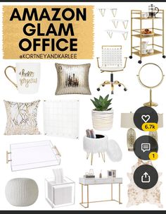 a collage of home decor items with the words amazon glam office