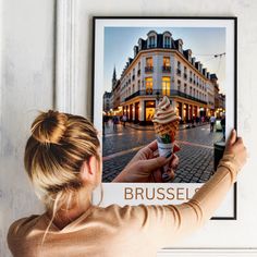 Brussels Cityscape Illustration Poster Ice Cream Belgium Travel Art Print Architecture European Cityscape Unique Gift Street Scene Belgian - Etsy UK