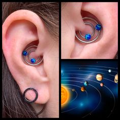 there are three pictures of the planets in ear piercings