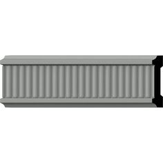 a white radiator with black trim on the top and bottom, against a white background