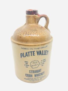 an old fashioned ceramic jug with the name platette valley on it's side