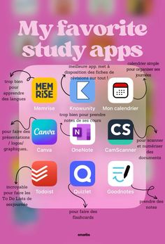 a pink poster with many different apps on it