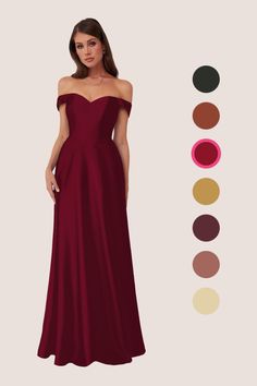 an image of a woman in a long dress with color swatches on the side