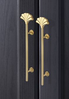 an image of a black door with gold handles