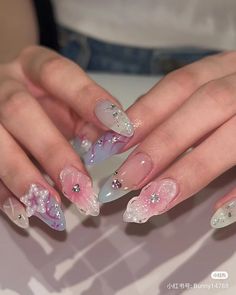 Orchid Nails, Airbrush Nails, Modern Nails, Oval Nails, Floral Nails