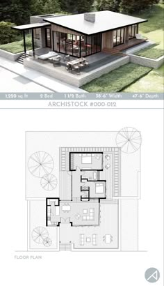 the plans for this modern house include two levels, and one level with an open floor plan