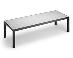 a white table with black legs on a white background