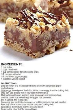 a recipe for no bake chocolate chip bars