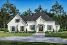 this is an artist's rendering of the front elevation of these european home plans