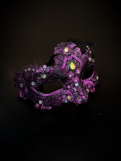 Womens brocade lace masquerade mask in purple with gems. Masquerade Mask Lace, Purple Masquerade Mask, Purple Masquerade, Mask For Masquerade, Lace Masquerade Mask, Masquerade Mask Women, Purple Mask, Lace Masquerade Masks, Female Mask