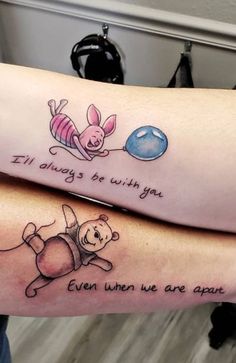 50 Best Quote Tattoos for Men & Women (2024) - The Trend Spotter Disney Quote Tattoos, Best Friend Disney, Piglet Tattoo, Eeyore Tattoo, Mommy Daughter Tattoos, Winnie The Pooh Tattoos, Cute Best Friend Tattoos, Tigger Eeyore, Bestie Tattoos