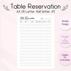 the table reservation form is shown with three circles around it