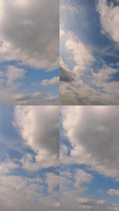 multiple shots of clouds in the sky at different times of day and night, with one cloud above the other