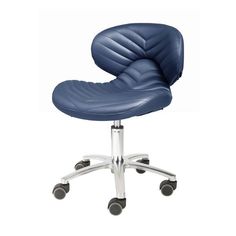 an office chair with wheels on the back and seat upholstered in black leather