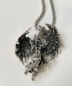 Vintage Style 925 Silver Fallen Angel Pendant - Dark Angel Necklace - Evil Angel Necklace - Dark Spirit Angel Pendant- Lucifer Necklace Pendent: Height 50mm; Width: 40mm Chain Length: 60mm Lucifer Necklace, Goth Angel, Necklace Pendent, Dark Spirit, Alt Clothes, Necklace Gothic, Angel Necklace, Forest Hills, Angel Pendant