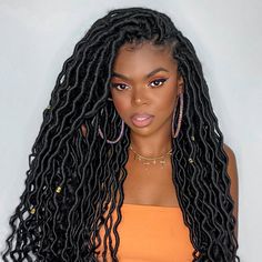 Get The Best Faux Locs Lace Wig From West Kiss, Soft Premium Quality Synthetic Braid Hair 36'' Long Dreadlock Lace Wigs Are Easy To Maintain, Goddess Locs Wig is Full But Lightweight, Super Natural Baby Hair For Women To Achieve A Seamless Hairline. Locks Braids, Fav Hairstyles, Dreadlock Wig, Faux Locks, Soft Locs, Goddess Locs, Wig Stand, Hair For Women, Braid Hair