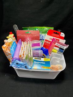 a white container filled with lots of different items