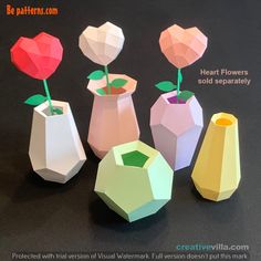 Cute paper craft - ribbon flower ideas - free tutorial 3d Things To Make With Paper, Paper Flowers Diy Cricut, Paper Flower Vase Diy, Fairy Centerpieces, Cartoon Logic, Paper Flower Vase, Paper Flower Wreaths, Craft Flowers, Paper Vase