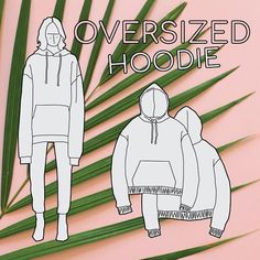 an image of two hoodies on a pink background with palm leaves in the foreground