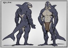 an image of two different types of creature character design for the movie alien, one in blue