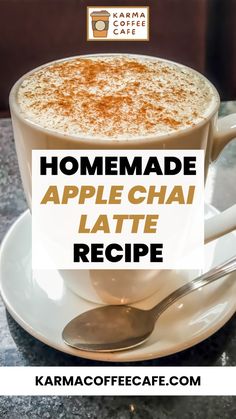 homemade apple chai latte recipe with text overlay