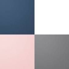 an abstract painting with different shades of grey, pink and blue on the wall next to each other