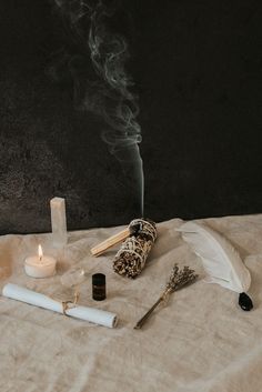 Energy Cleansing Ritual, Yerba Santa, Witchcraft Altar, Cleansing Ritual, Child Of Wild, Magia Das Ervas, Energy Cleansing, Selenite Wands, Lavender Bouquet