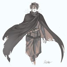 a drawing of a person with a cape on